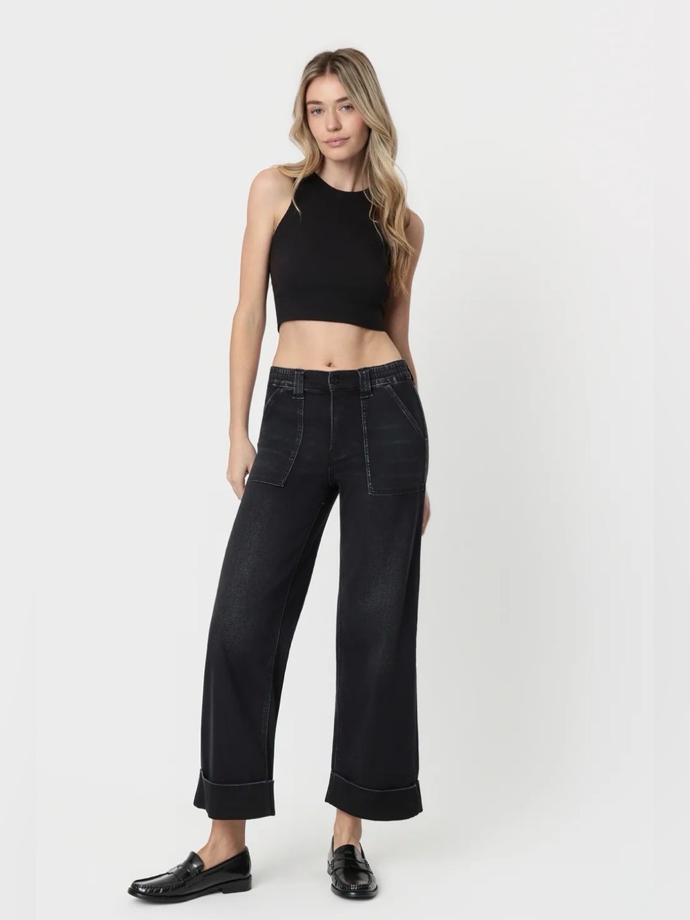 Vervet Los Angeles Black Wide Leg Utility Pants (Size 28)